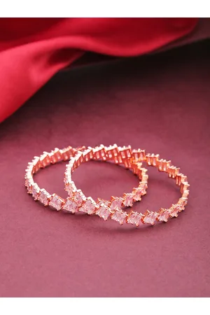 Priyaasi Set of 2 Rose Gold-Plated AD Studded Handcrafted Bangles