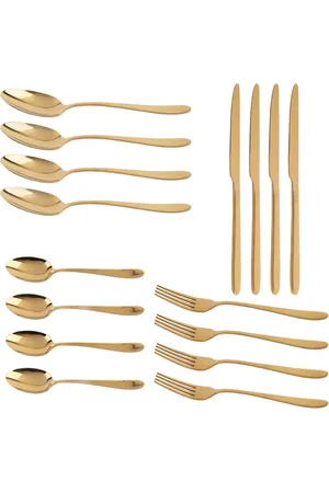 Anko Gold Toned 16 Pieces Steel Cutlery Set