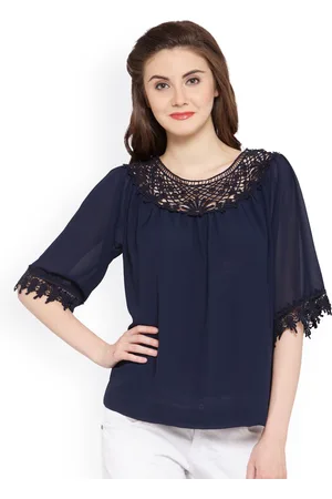Gipsy Women Navy Blue Solid Top