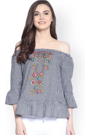 Gipsy Women Black Checked Top