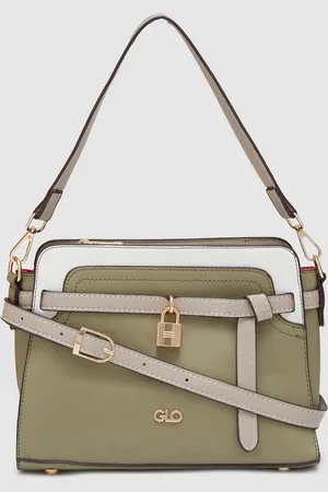 Globus Women Olive Colourblocked Casual Handheld Bag