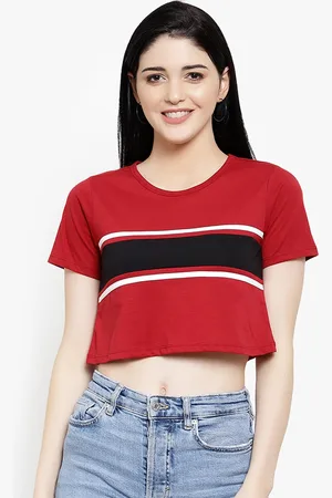 LE BOURGEOIS Women Maroon & Black Colourblocked Top