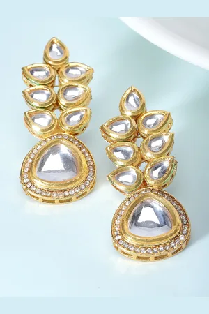 karatcart Gold Plated Kundan Studded Drop Earrings
