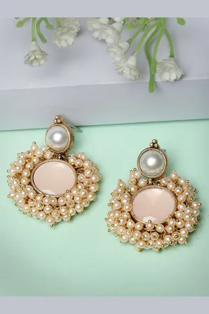 ADIVA Gold-Plated Beaded Classic Drop Earrings