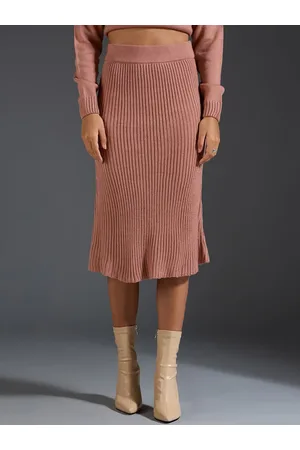 20Dresses Taupe Ribbed Knee-Length Sweater A-Line Skirt