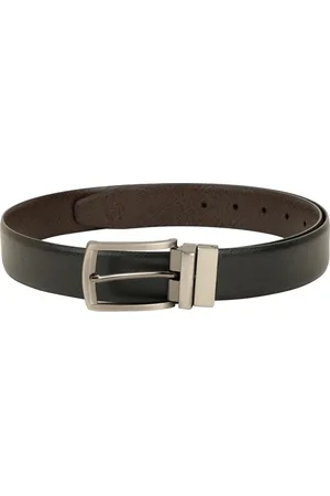 ZEVORA Men Black & Brown Textured Reversible Belt