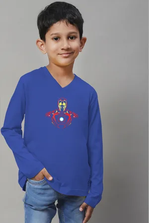 Friskers Boys Graphic Printed V-Neck Long Sleeve Cotton Slim Fit T-shirt