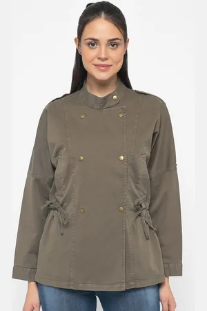 Gipsy Women Olive Green Solid Padded Jacket