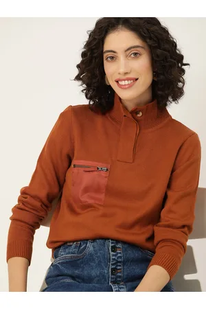 Mast & Harbour Women Mock Collar Pullover