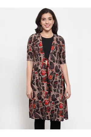 INDIBELLE Women Multicoloured Printed Open Front Shrug