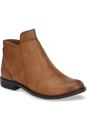 Delize Women Tan Brown Solid Mid-Top Flat Boots