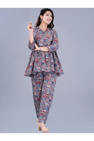 AO Services Ethnic Motifs Printed Empire Pure Cotton Top With Palazzos