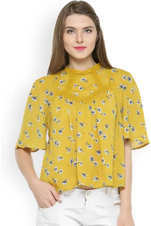 Gipsy Women Mustard Yellow Printed Top