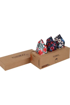 Tossido Mens Pack of 3 Printed Pocket square