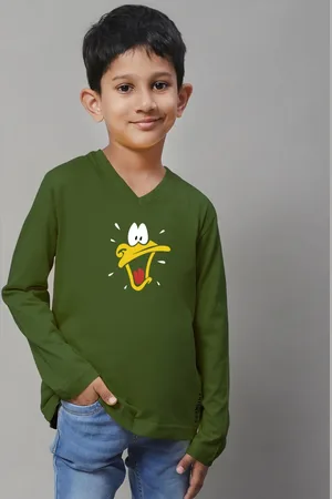 Friskers Boys Graphic Printed V-Neck Long Sleeve Cotton Slim Fit T-shirt