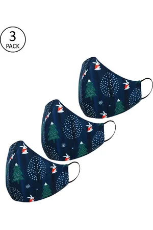 Tossido Kids Pack of 3 Navy Blue & White Printed 3-Ply Outdoor Masks