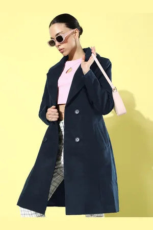 DressBerry Notched Lapel Knee Length Trench Coat
