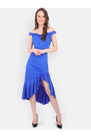 MARC LOUIS Women Blue Solid Sheath Dress