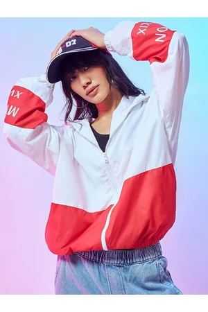 Bewakoof 1.0 Colourblocked Hooded Windcheater Open Front Jacket