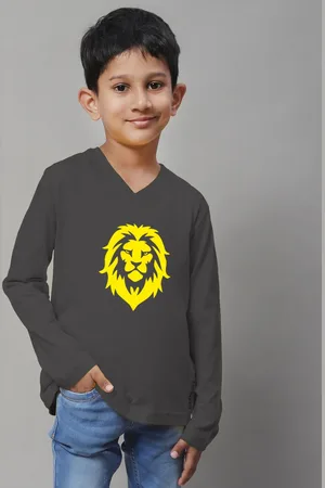 Friskers Boys Printed V-Neck Long Sleeves Cotton T-shirt