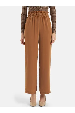 Kazo Women Smart Loose Fit High-Rise Parallel Trousers Trousers