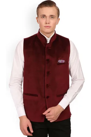 Wintage Maroon Velvet Nehru Jacket