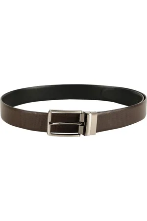 ZEVORA Men Brown & Black Textured Reversible Belt