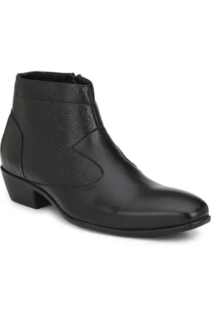 Delize Men Black Solid Lightweight Mid-Top Flat Boots