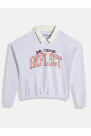 HERE&NOW Girls Printed Shirt Style Sweatshirt