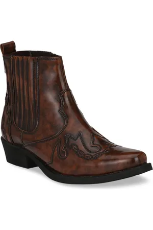 Delize Men Brown Mid-Top Flat Boots