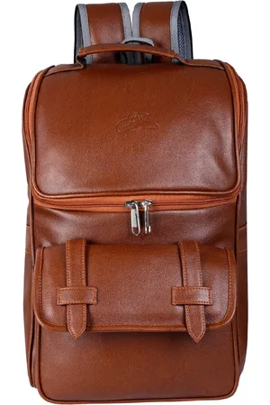 Leather World Unisex Tan Brown Solid Backpack