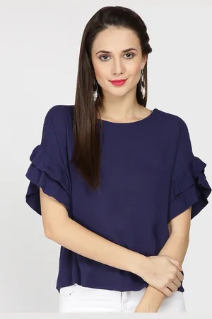 Gipsy Women Navy Blue Solid Top
