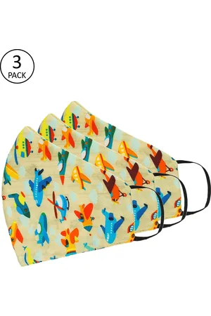 Tossido Unisex Pack Of 3 Blue 3 Ply Premium Cotton Printed Masks