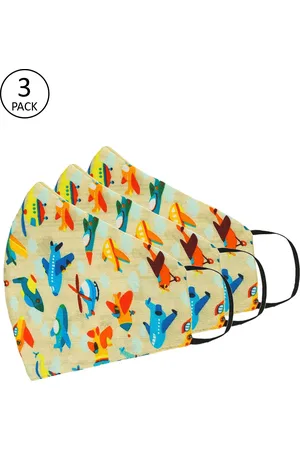 Tossido Kids Yellow Pack Of 3 Reusable 3-Ply Cloth Masks