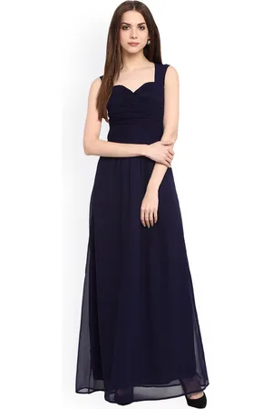 La Zoire Women Navy Blue Solid Maxi Dress
