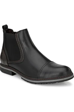 Delize Men Black Solid High-Top Flat Boots