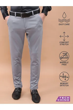 Highlander Men Grey Mid-Rise Chinos Trousers