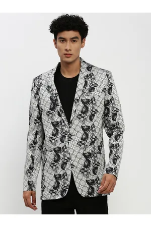 SHOWOFF Men Printed Notched Lapel Single Breasted Slim Fit Blazer