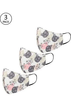 Tossido Kids Off-White Pack Of 3 Printed 3-Ply Cloth Mask