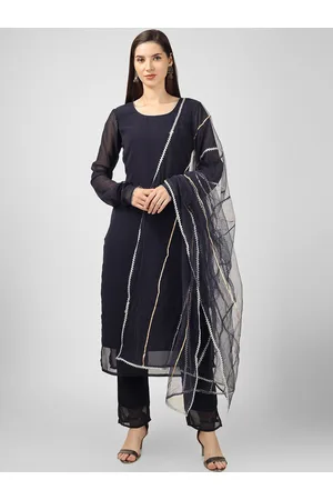 Celebravo Long Sleeves Straight Georgette Kurta with Trousers & Dupatta