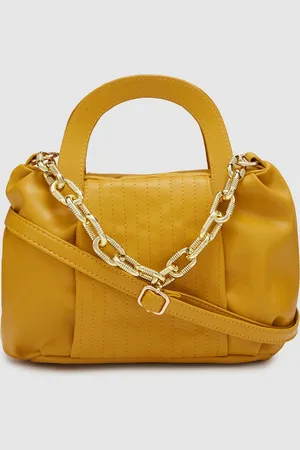 Globus Women Mustard Textured Casual Sling Bag