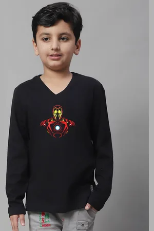 Friskers Boys Graphic Printed V-Neck Long Sleeve Cotton Slim Fit T-shirt