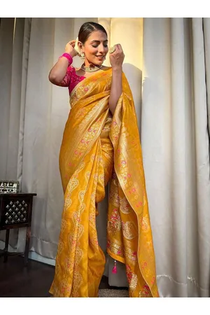 Kalini Woven Design Zari Silk Blend Banarasi Saree