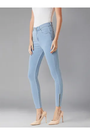 DOLCE CRUDO Women Blue Skinny Fit High-Rise Clean Look Stretchable Jeans