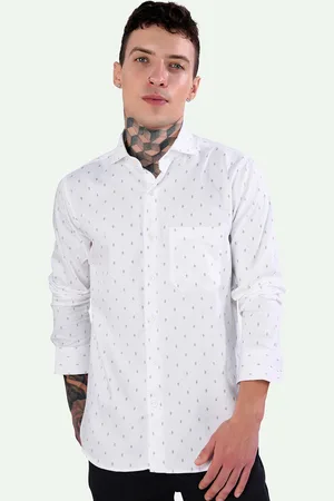FRENCH CROWN Standard Micro Ditsy Printed Spread Collar Chest Pocket Cotton Casual Shirt
