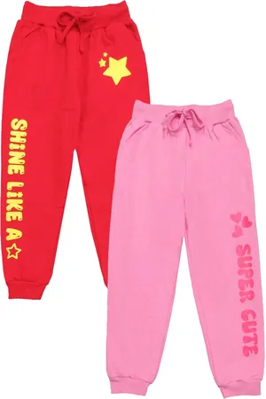 Clothe Funn Girls Pack Of 2 Typography Printed Mid-Rise Cotton Joggers