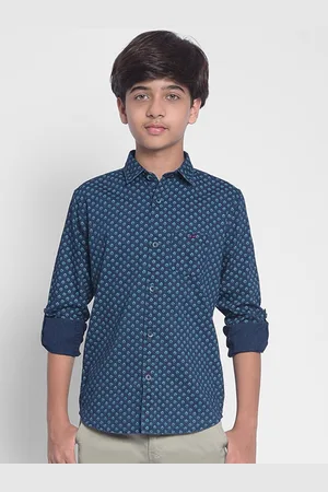 Crimsoune Club Boys Floral Printed Slim Fit Opaque Cotton Casual Shirt