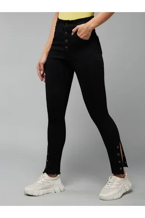 DOLCE CRUDO Women Black High-Rise Clean Look Skinny Fit Stretchable Jeans