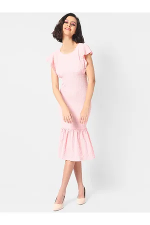 Campus Women Pink Crepe Drop-Waist Dress