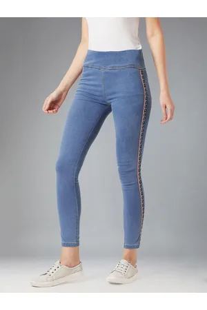 DOLCE CRUDO Women Blue Solid Skinny-Fit Stretchable Denim Jeggings
